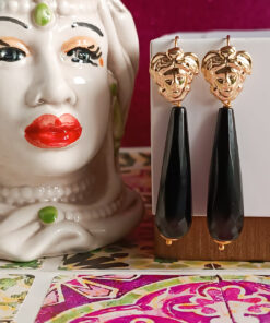 Orecchini a goccia con onice nero 2