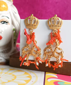 Orecchini chandelier con corallo rosso 1