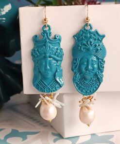 Orecchini con teste di moro e perle barocche 1