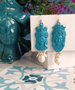 Orecchini con teste di moro e perle barocche