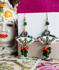 Orecchini siciliani con coffe in ceramica di caltagirone