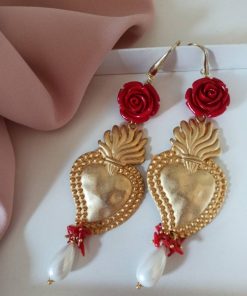 Alternative view of Sacred Heart Earrings with Mallorca Pearl Drops