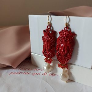 Sicilian moor earrings with baroque pearls