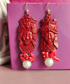 Alternative view of Orecchini Siciliani con Teste di Moro e Perle Barocche