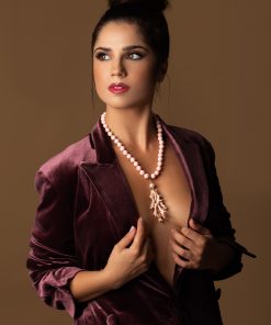 Rose Coral Paste Necklace with Rose Coral Branch Cluster