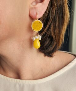 Alternative view of Yellow Jade Stone Earrings