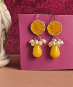 Yellow Jade Stone Earrings