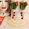 Orecchini con fichi d'india in ceramica di caltagirone