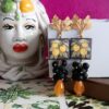 Orecchini con mattonelle in ceramica di caltagirone pietra lavica e quarzo citrino 2