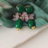 Green drop earrings