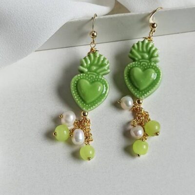 Sicily ceramic sacred heart earrings