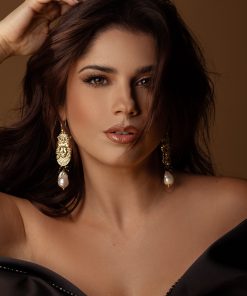 Alternative view of Orecchini Siciliani con Teste di Moro Dorate e Perle Barocche