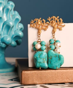 Orecchini pendenti con turchese naturale