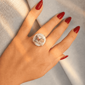 Anello Bombato in Ceramica di Caltagirone con Carretto Siciliano