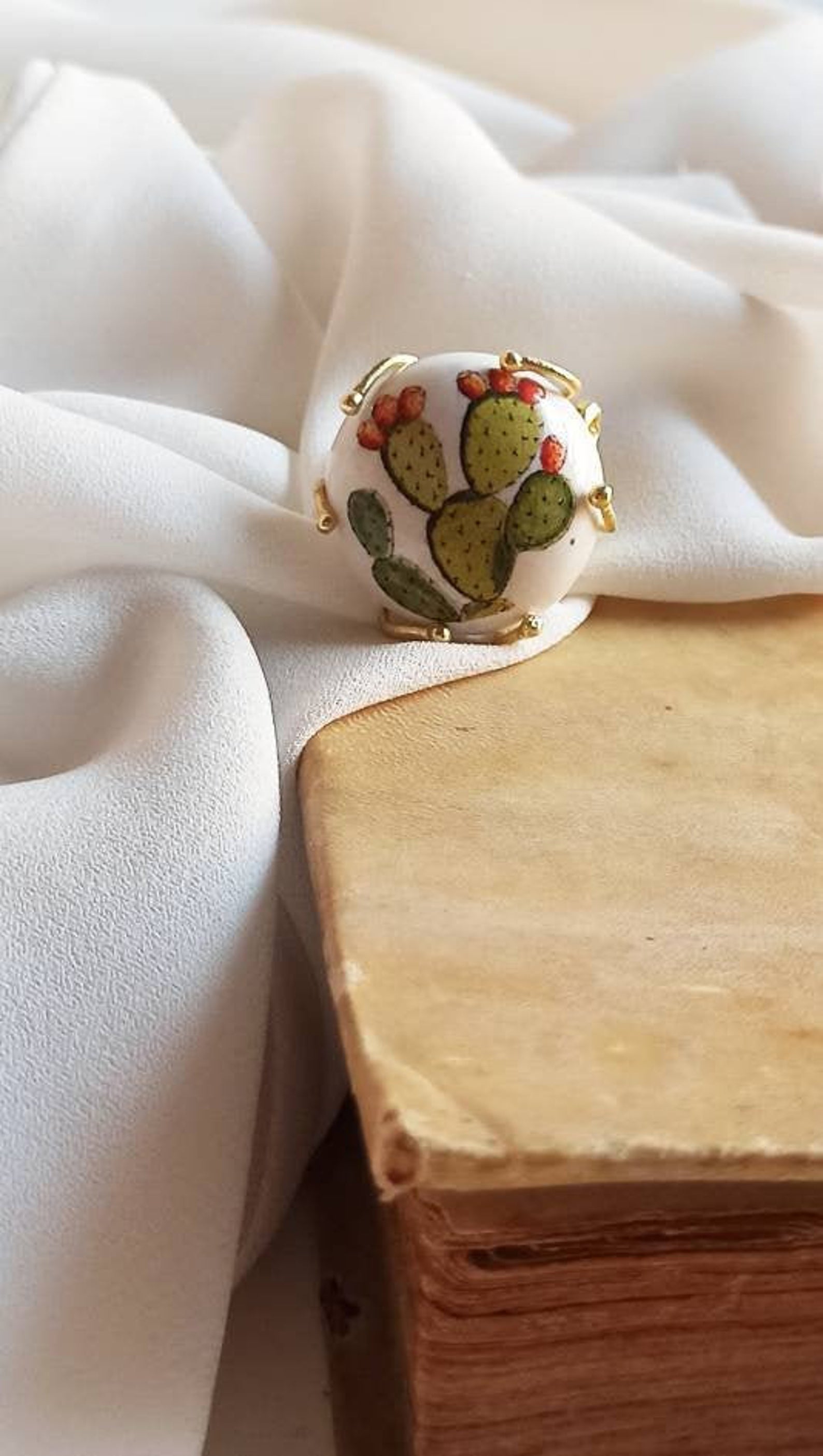 Anello Artigianale con Ceramica di Caltagirone 