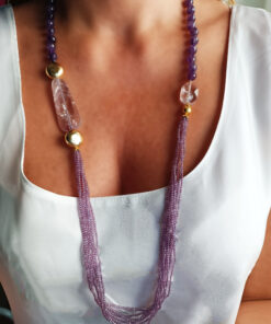 Alternative view of Statement Necklace with Amethyst and Zircons
