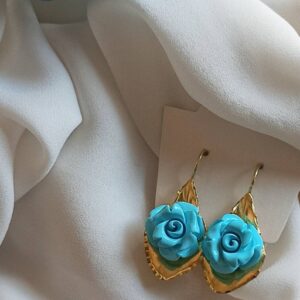 Turquoise rose earrings