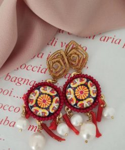 Alternative view of Chandelier Earrings with Sicily Ceramic Tiles
