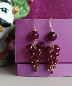 Orecchini a grappolo con agata borgogna 1