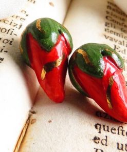 Orecchini siciliani al lobo con peperoni in ceramica di caltagirone