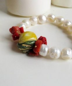 Alternative view of Pearl Bracelet with Sicily Ceramic Lemon