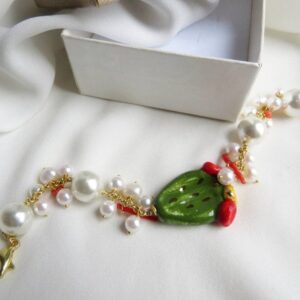 Pearl bracelet with sicily ceramic prickly pear4