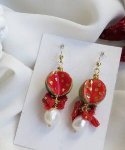 Orecchini siciliani con anguria in ceramica di caltagirone