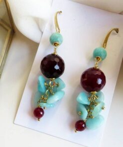 Water green cluster earrings