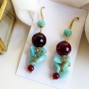 Water green cluster earrings