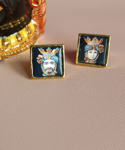 Anello quadrato con mattonelle in ceramica di caltagirone 1