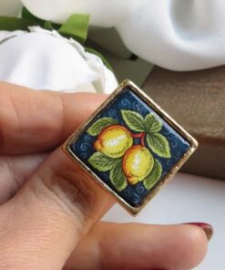 Anello con mattonella in ceramica di caltagirone 5