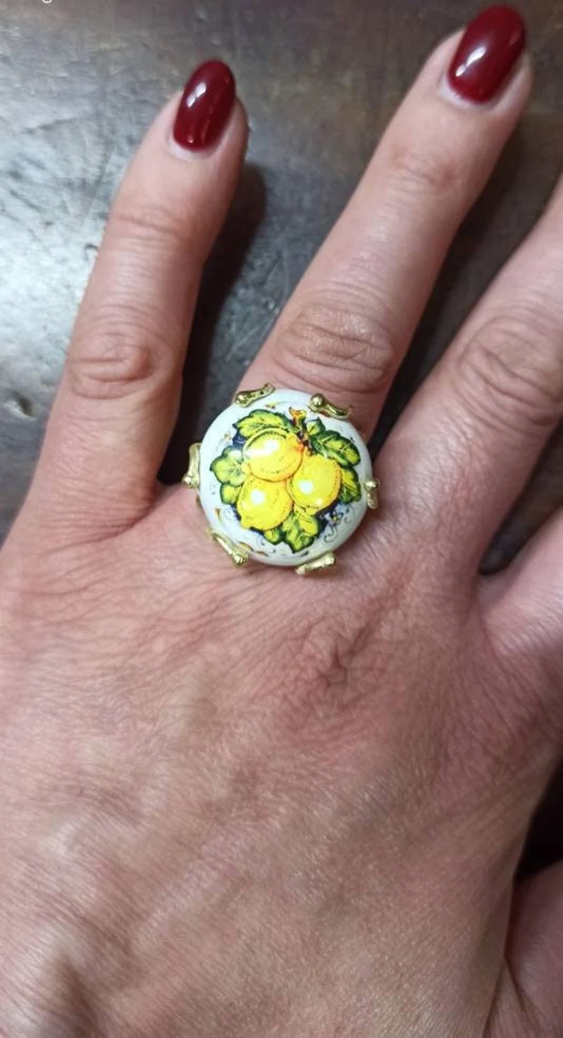 Anello siciliano in ceramica di caltagirone 3 Anello siciliano in ceramica di caltagirone 3
