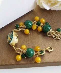 Alternative view of Chain and Bead Bracelet with Sicily Ceramic Lemon