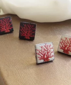 Orecchini siciliani al lobo con mattonelle in ceramica di caltagirone