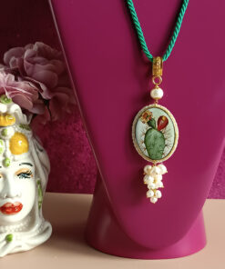 Alternative view of Sicilian Necklace with Rope and Sicily Ceramic Tile