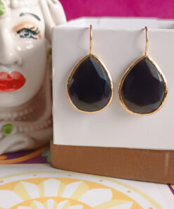 Alternative view of Orecchini a Goccia in Ottone con Occhio di Gatto Nero