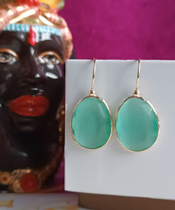 Orecchini a goccia con occhio di gatto verde acqua