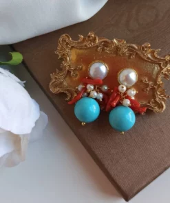 Orecchini con turchese e perle