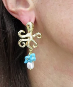 Orecchini di perle con turchese 1