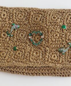 Borsa a Tracolla in Palma Nana con Pesciolini e Cristalli Colorati