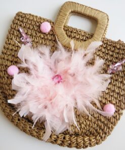 Borsa paglia con piume 1