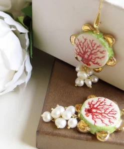Alternative view of Sicilian Earrings with Sicily Ceramic Tambourines