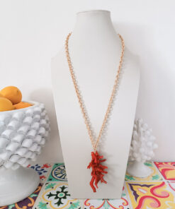 Collana a catena con corallo rosso del mediterraneo 2