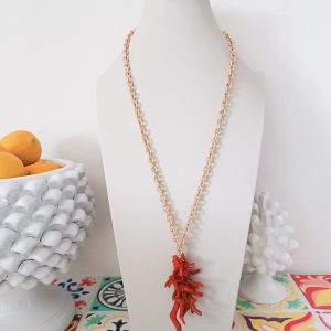 Collana a catena con corallo rosso del mediterraneo 2