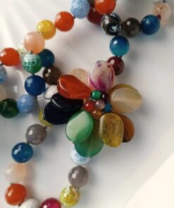 Alternative view of Collana Lunga con Pietre Agata Arcobaleno e Fiore