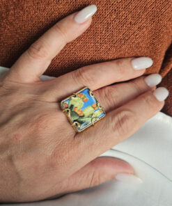 anello mattonella fico d'india in ceramica di caltagirone