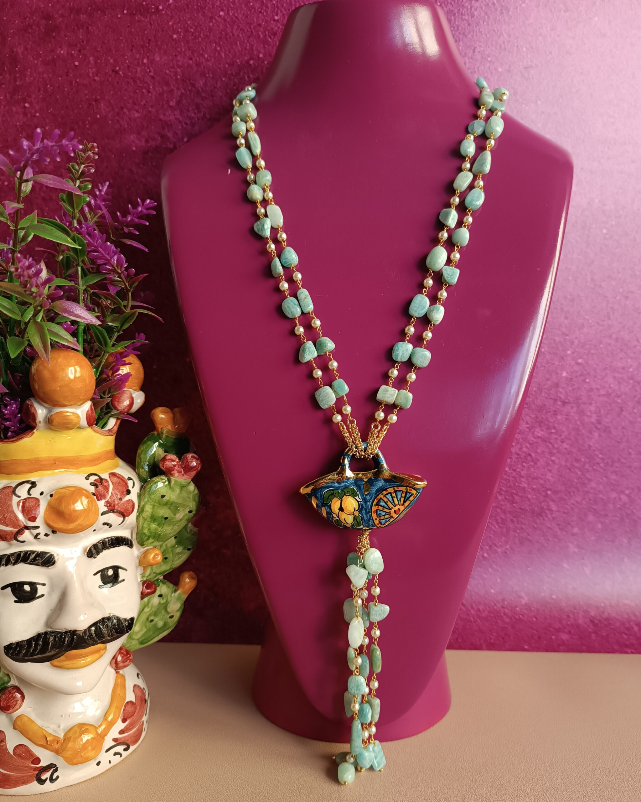 Collana a Due Fili con Perle di Fiume Rosa - Chapeau Atelier