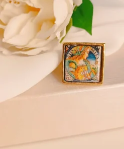 Anello con mattonella in ceramica di caltagirone