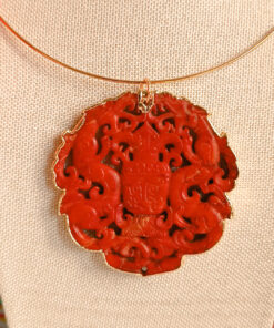 Alternative view of Collana Girocollo Rigida con Ciondolo Giada Giadeite