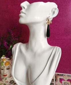 Orecchini a goccia con onice nero e trinacria siciliana 5 6